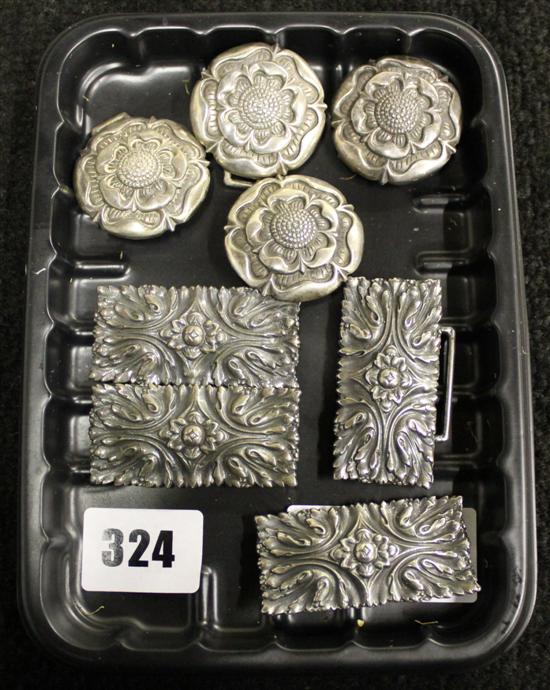 4 silver buckles